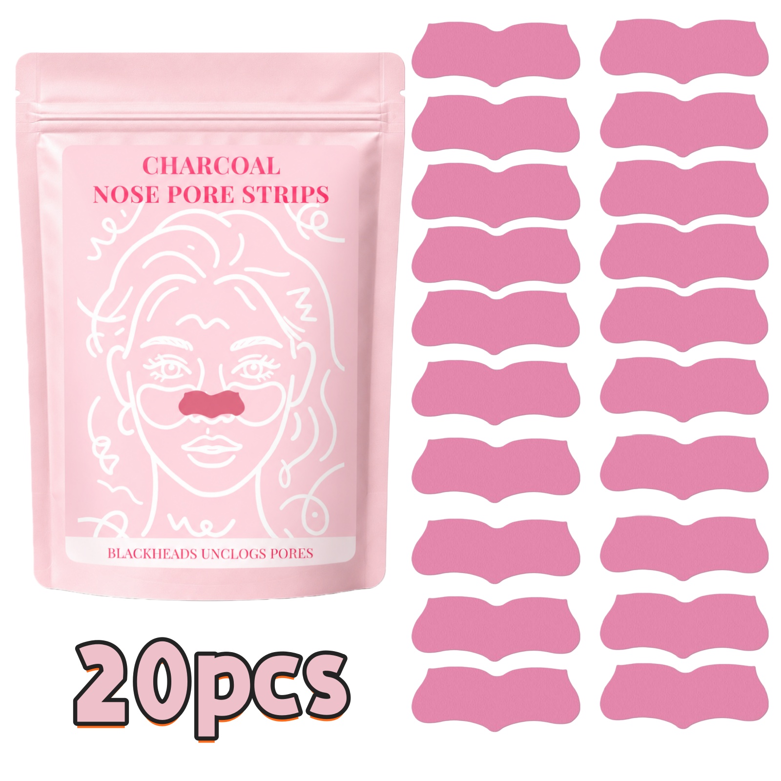 Charcoal Pore Strip - 20Pcs Deep Cleansing Blackhead Remover Nose
