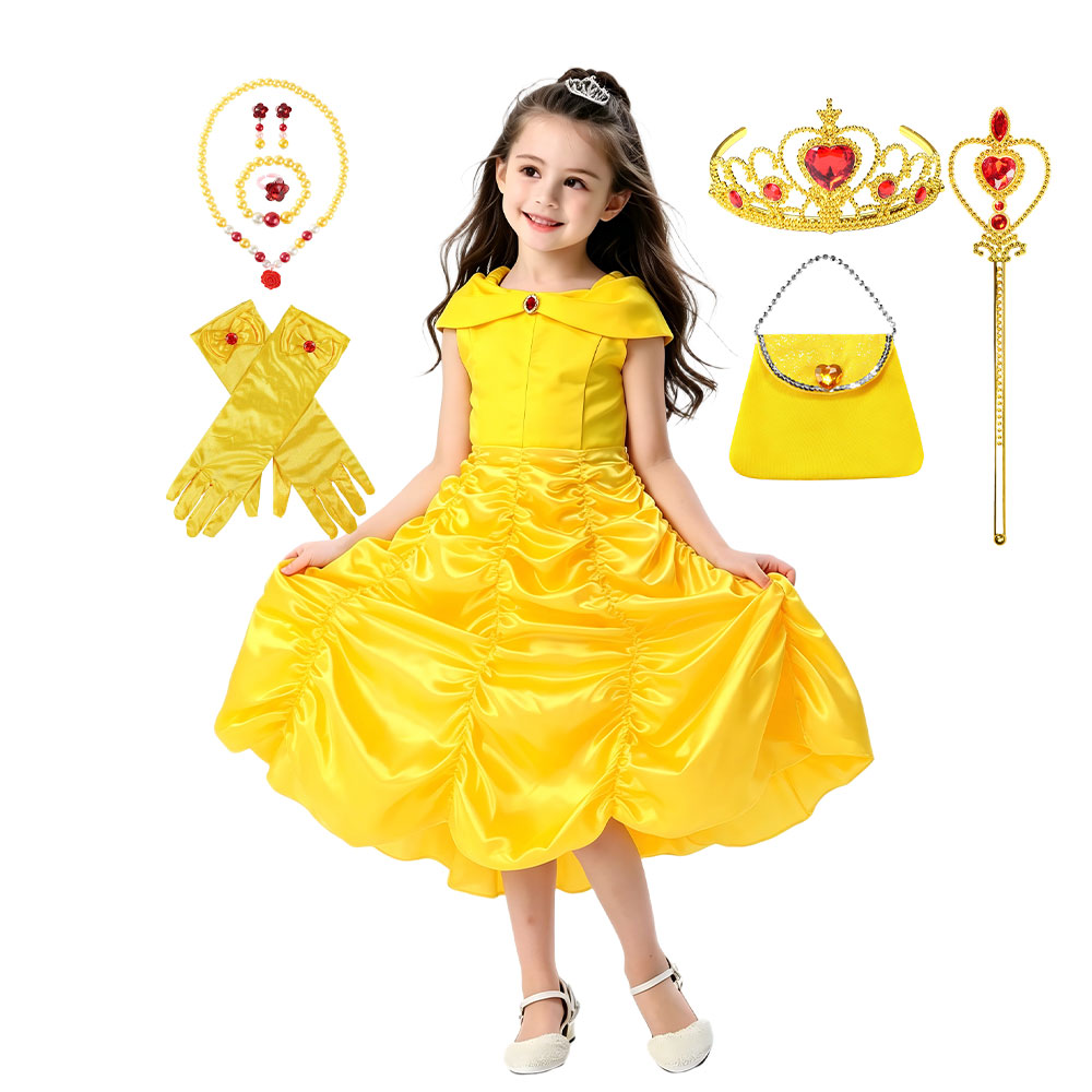 Skincare Queen - Off Shoulder Girls Royal Yellow Princess