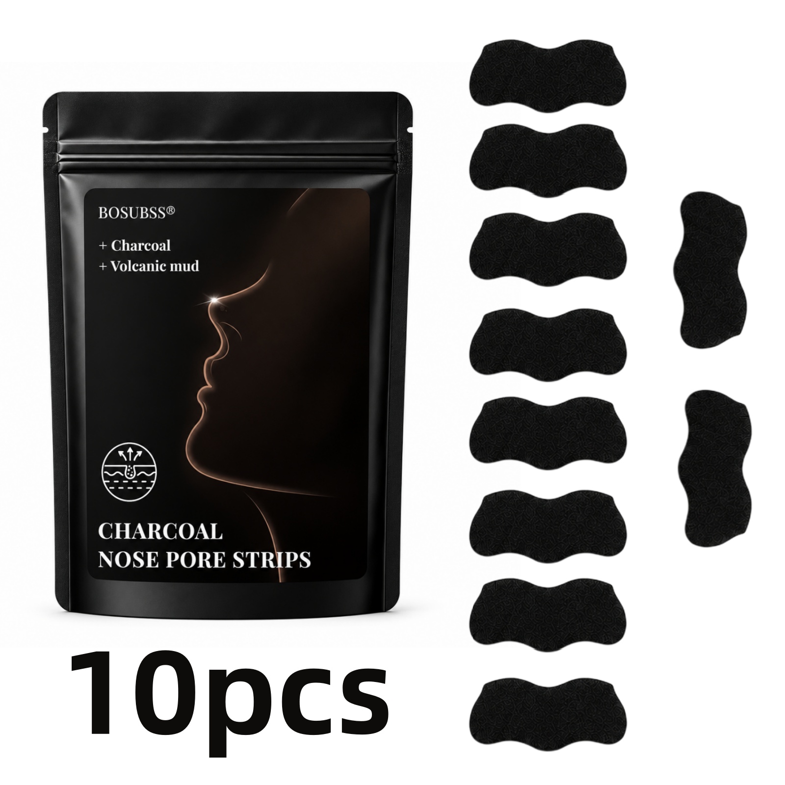 Charcoal Pore Strip - 10 Pcs Charcoal Nose Care Strips,
