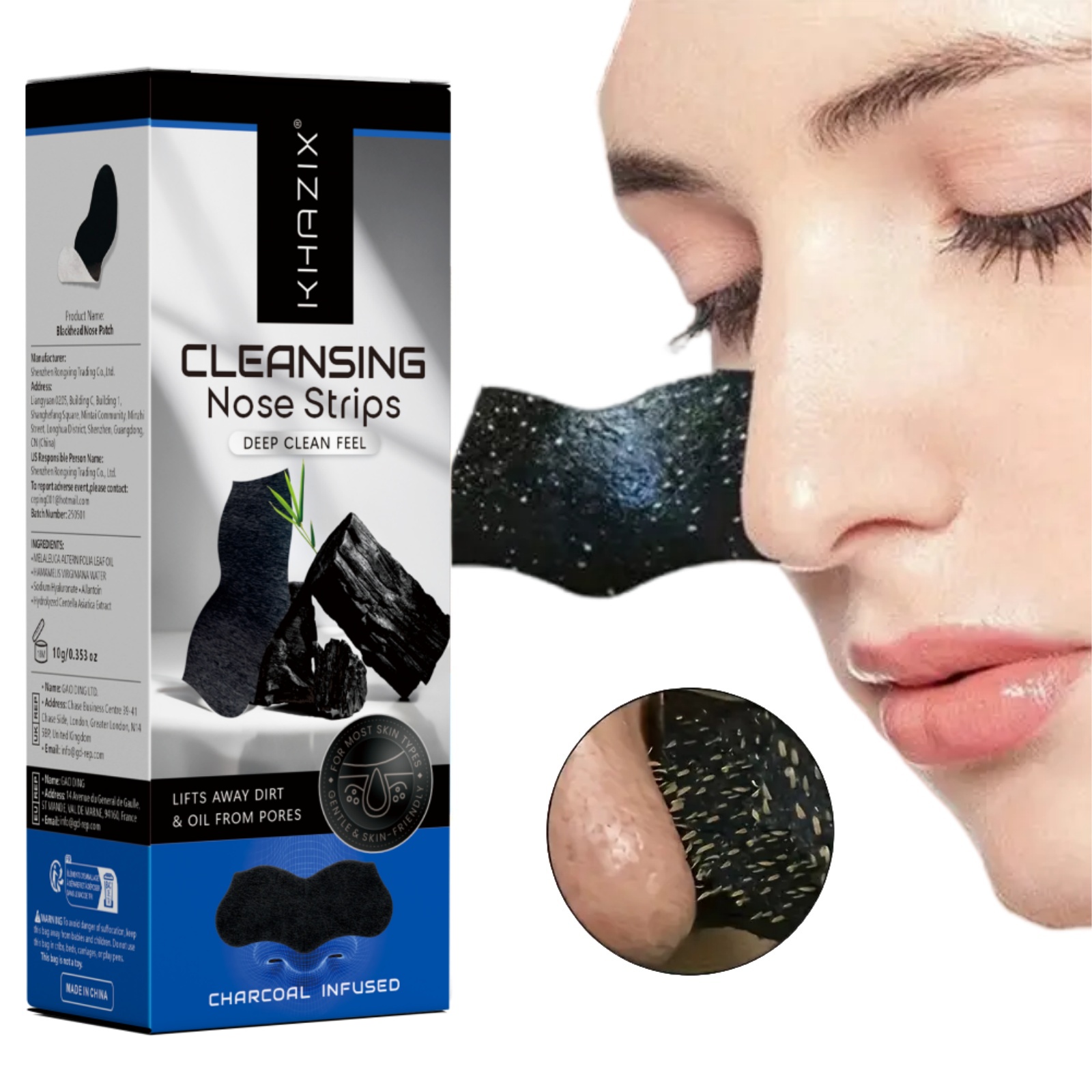 Charcoal Pore Strip - Plant Nose Strips, Blackhead Remover, Deep