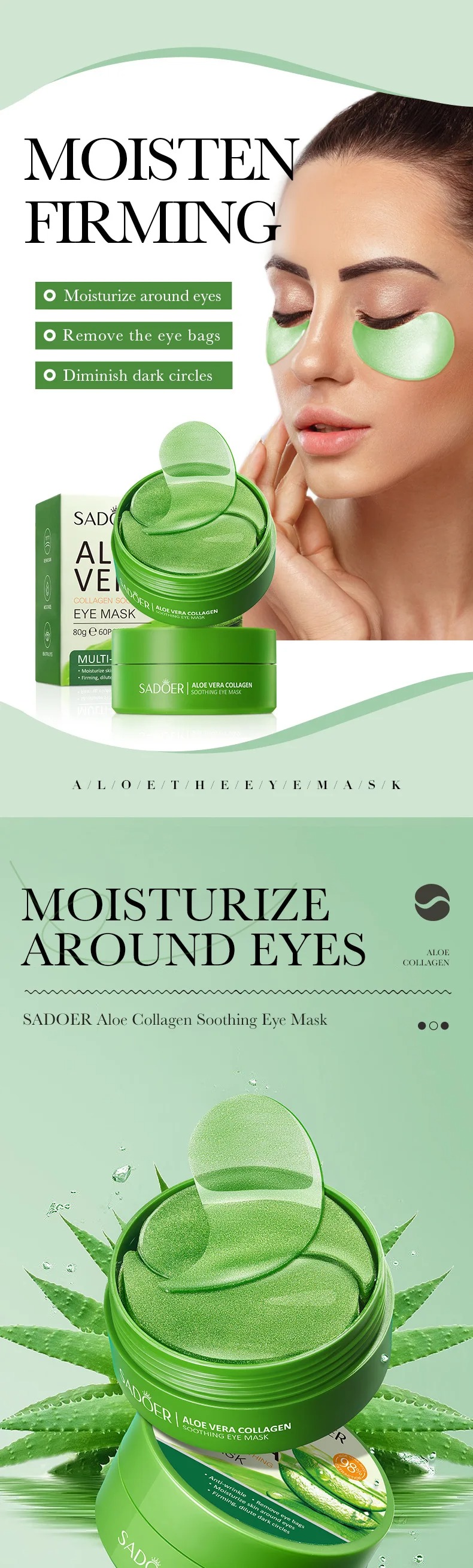 60pcs Aloe Vera Collagen Eye M - огляд і ціна Collagen Sheet Mask